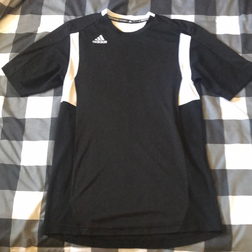 NEW Mens ADIDAS Black White CLIMALITE Jersey Top Shirt Sz Small S